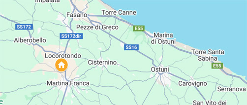 kaart map van Puglia rond Martina Franca